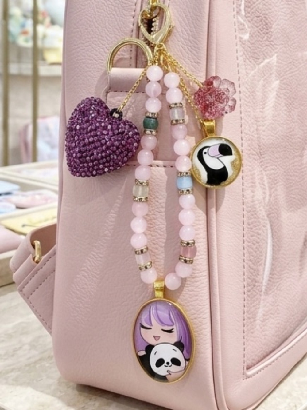 Kawaii Purse Charm Key Ring Japanese Harajuku Pastel Cute Bag Charm Retro 80s J-